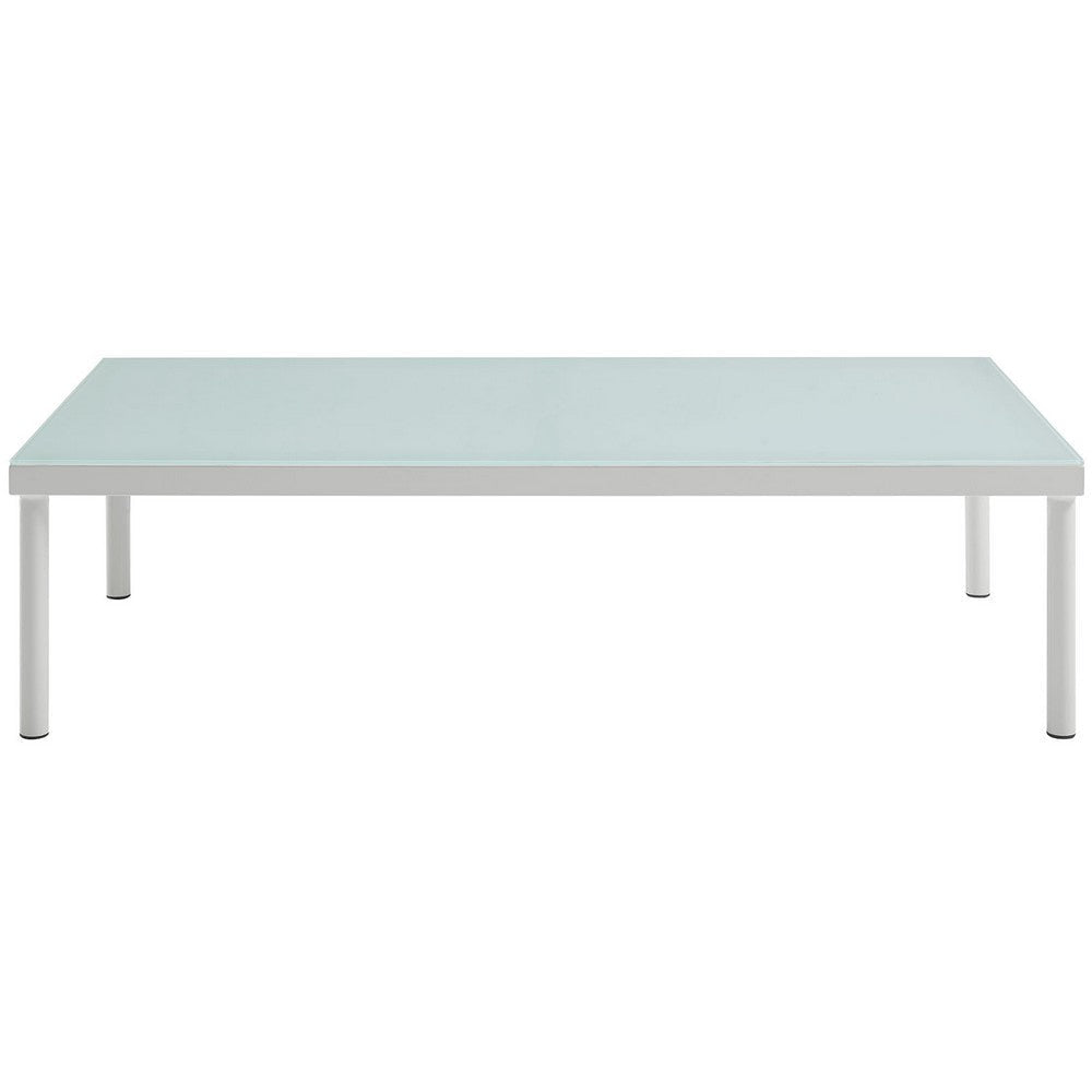 Harmony Outdoor Patio Aluminum Coffee Table, White - No Shipping Charges