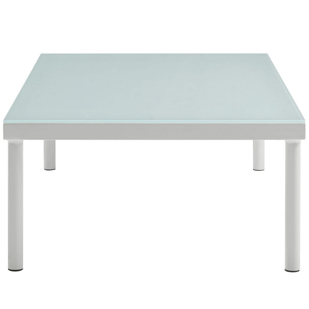 Harmony Outdoor Patio Aluminum Coffee Table, White - No Shipping Charges