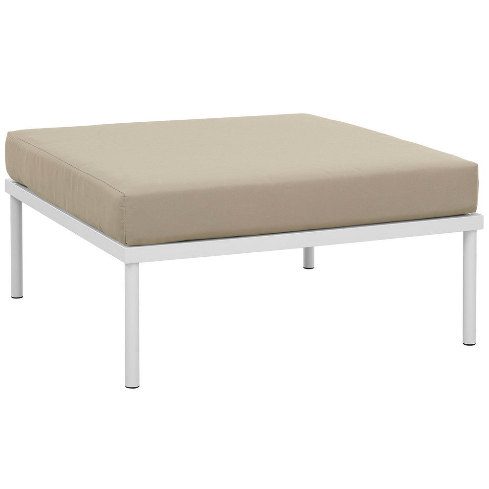 Harmony Outdoor Patio Aluminum Ottoman by Modway| White Beige