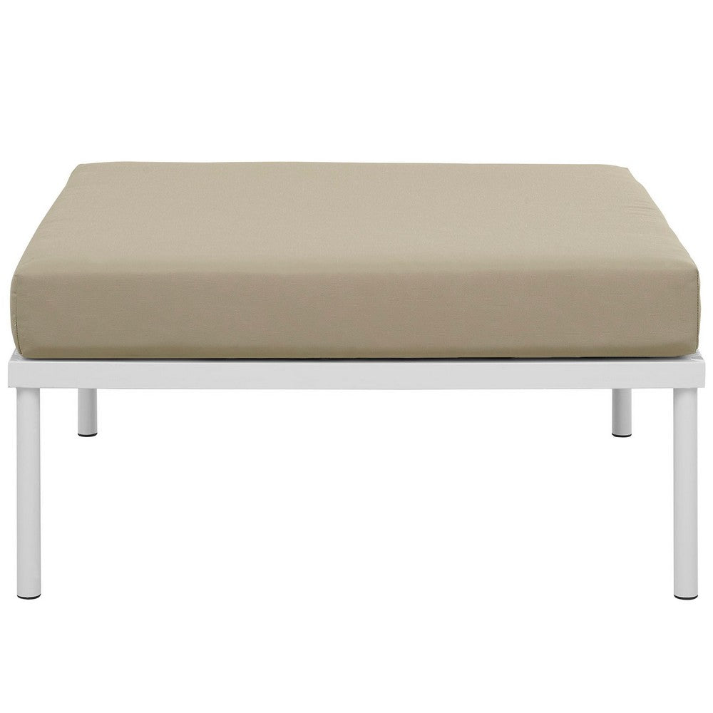 Harmony Outdoor Patio Aluminum Ottoman by Modway| White Beige