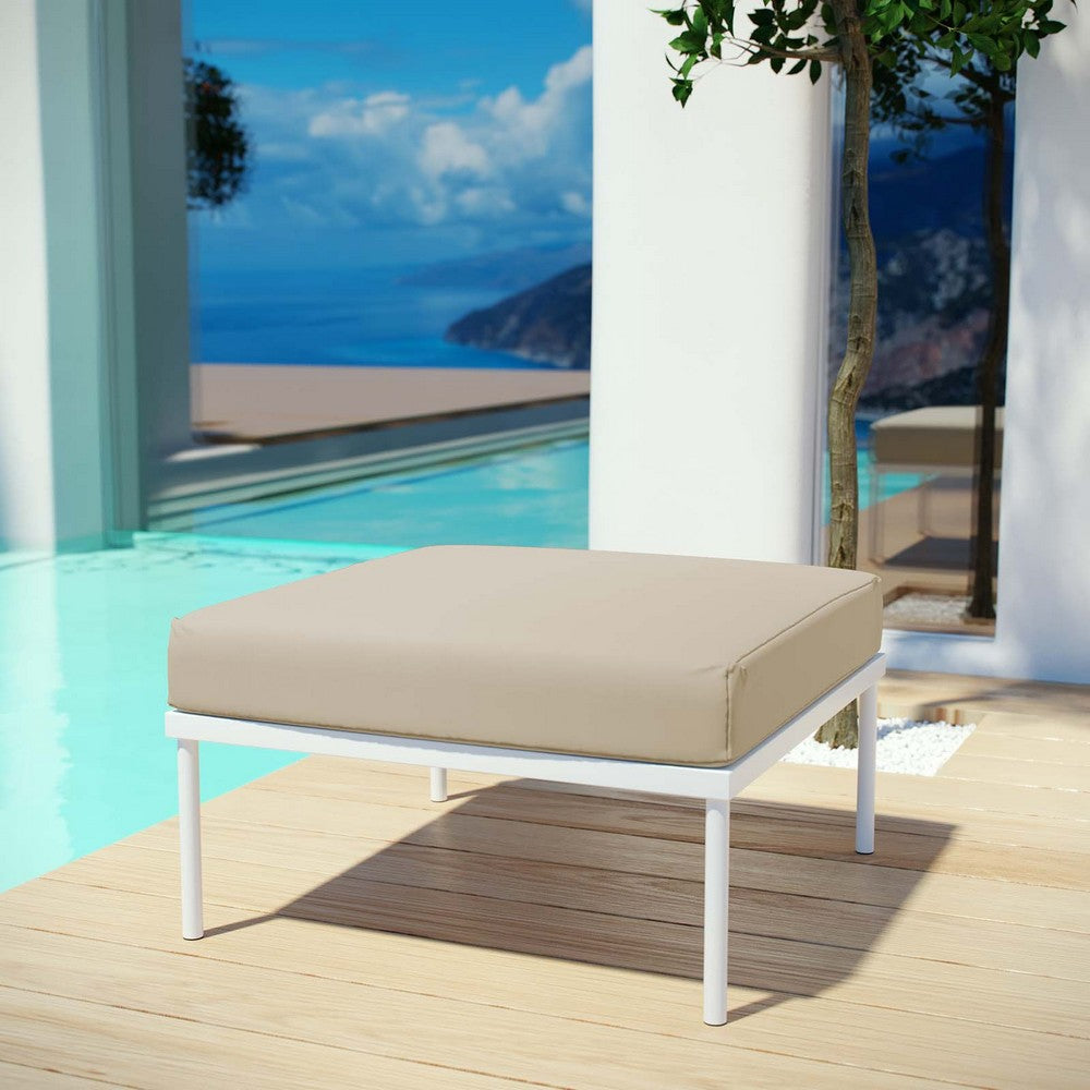 Harmony Outdoor Patio Aluminum Ottoman by Modway| White Beige
