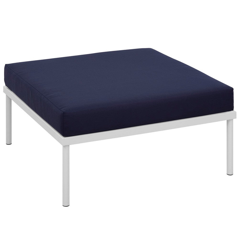 Harmony Outdoor Patio Aluminum Ottoman by Modway| White Navy