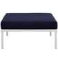 Harmony Outdoor Patio Aluminum Ottoman, White Navy - No Shipping Charges