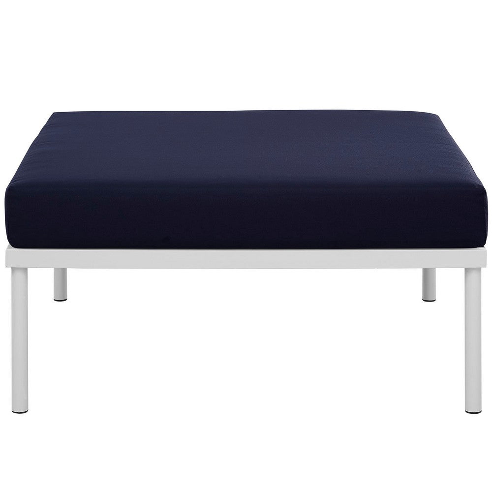 Harmony Outdoor Patio Aluminum Ottoman by Modway| White Navy