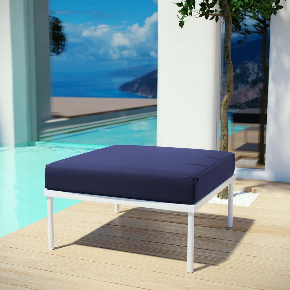 Harmony Outdoor Patio Aluminum Ottoman by Modway| White Navy