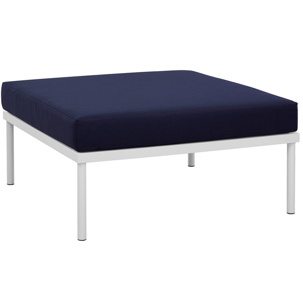 Harmony Outdoor Patio Aluminum Ottoman by Modway| White Navy