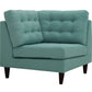 Modway Empress Mid-Century Modern Upholstered Fabric Corner Sofa In Laguna