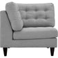 Modway Empress Mid-Century Modern Upholstered Fabric Corner Sofa In Light Gray MDY-EEI-2610-LGR