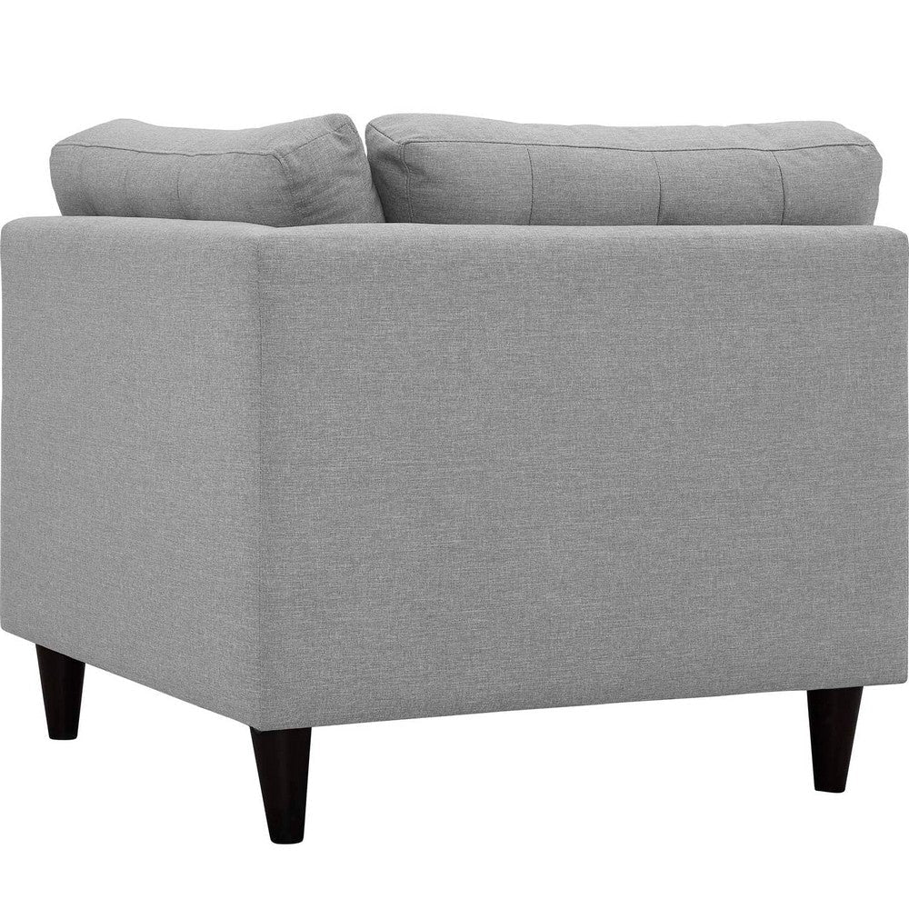 Modway Empress Mid-Century Modern Upholstered Fabric Corner Sofa In Light Gray MDY-EEI-2610-LGR