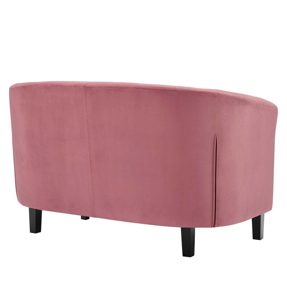 Modway Prospect Channel Tufted Performance Velvet Modern Loveseat Dusty Rose MDY-EEI-2615-DUS