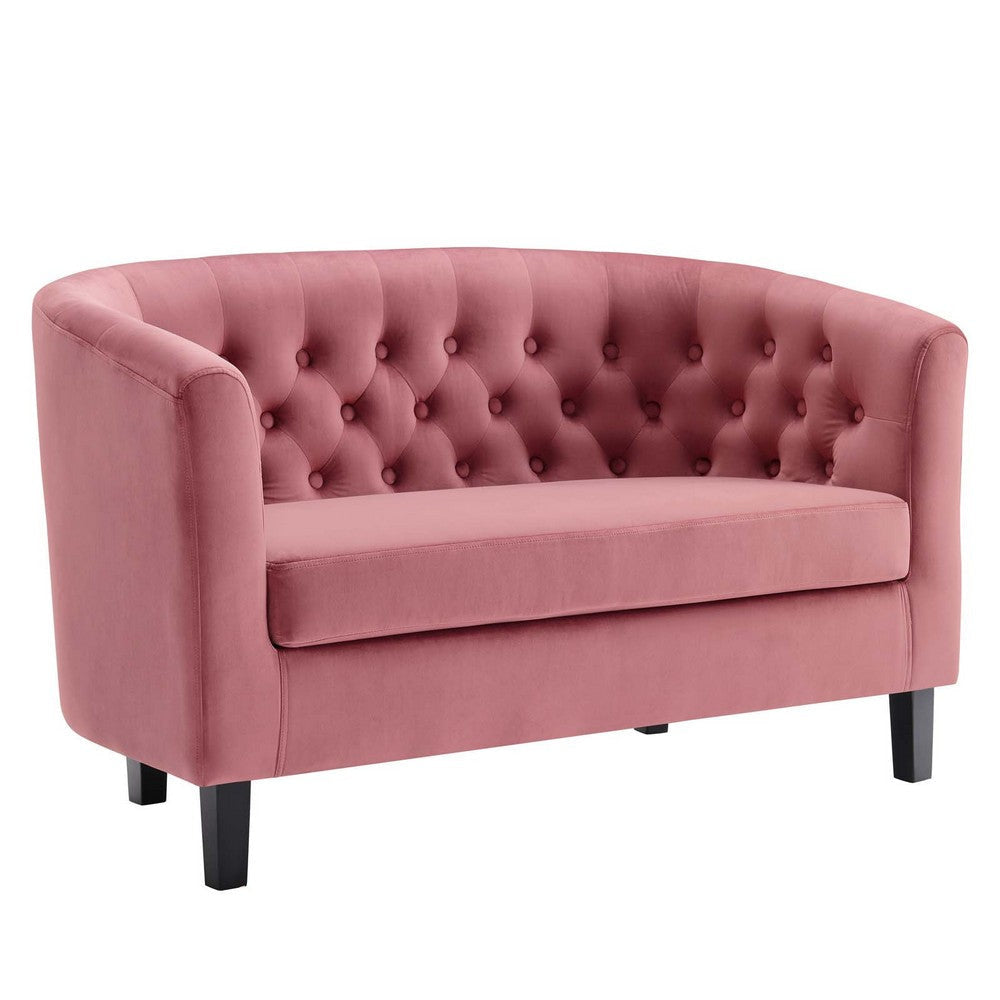 Modway Prospect Channel Tufted Performance Velvet Modern, Loveseat, Dusty Rose