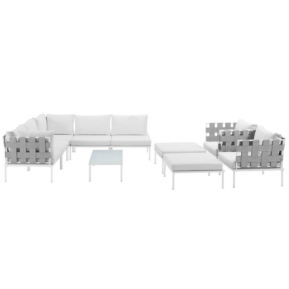 Harmony 10 Piece Outdoor Patio Aluminum Sectional Sofa Set by Modway| White White