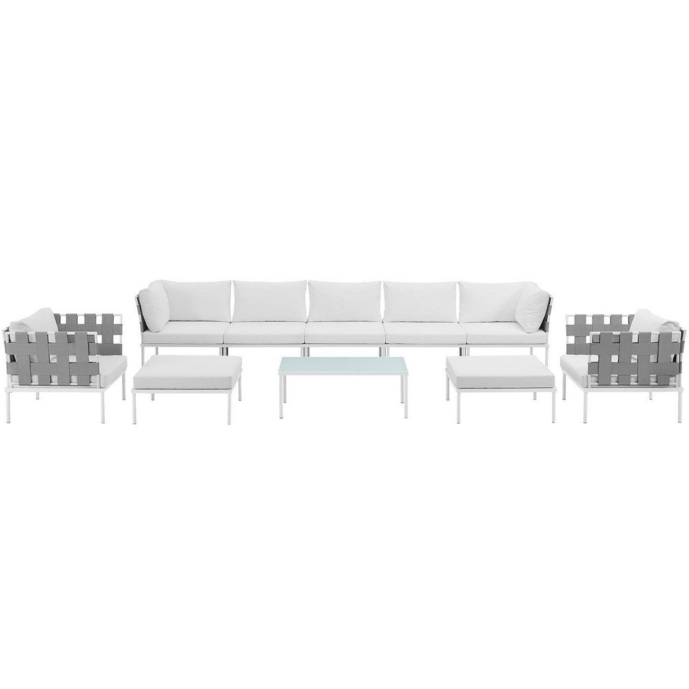 Harmony 10 Piece Outdoor Patio Aluminum Sectional Sofa Set by Modway| White White
