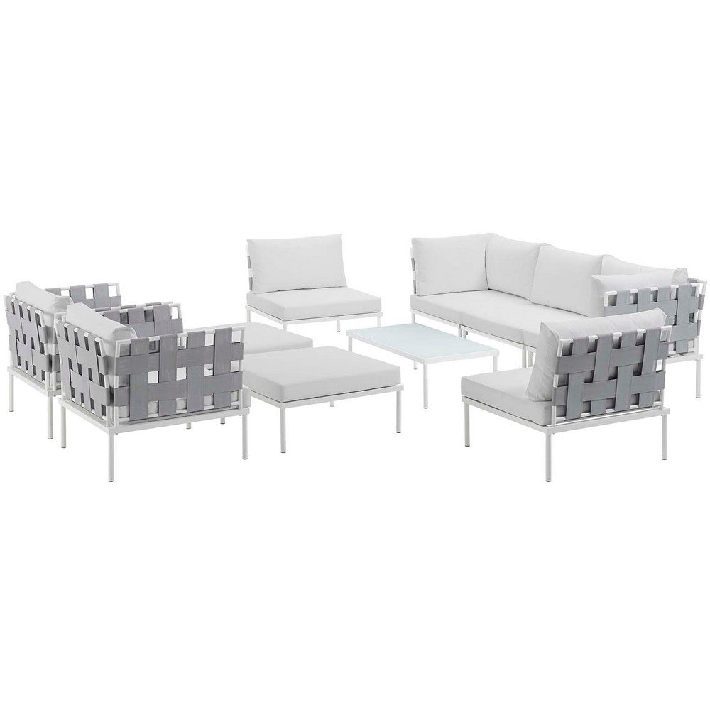 Harmony 10 Piece Outdoor Patio Aluminum Sectional Sofa Set by Modway| White White