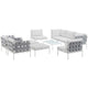 Harmony 10 Piece Outdoor Patio Aluminum Sectional Sofa Set by Modway| White White