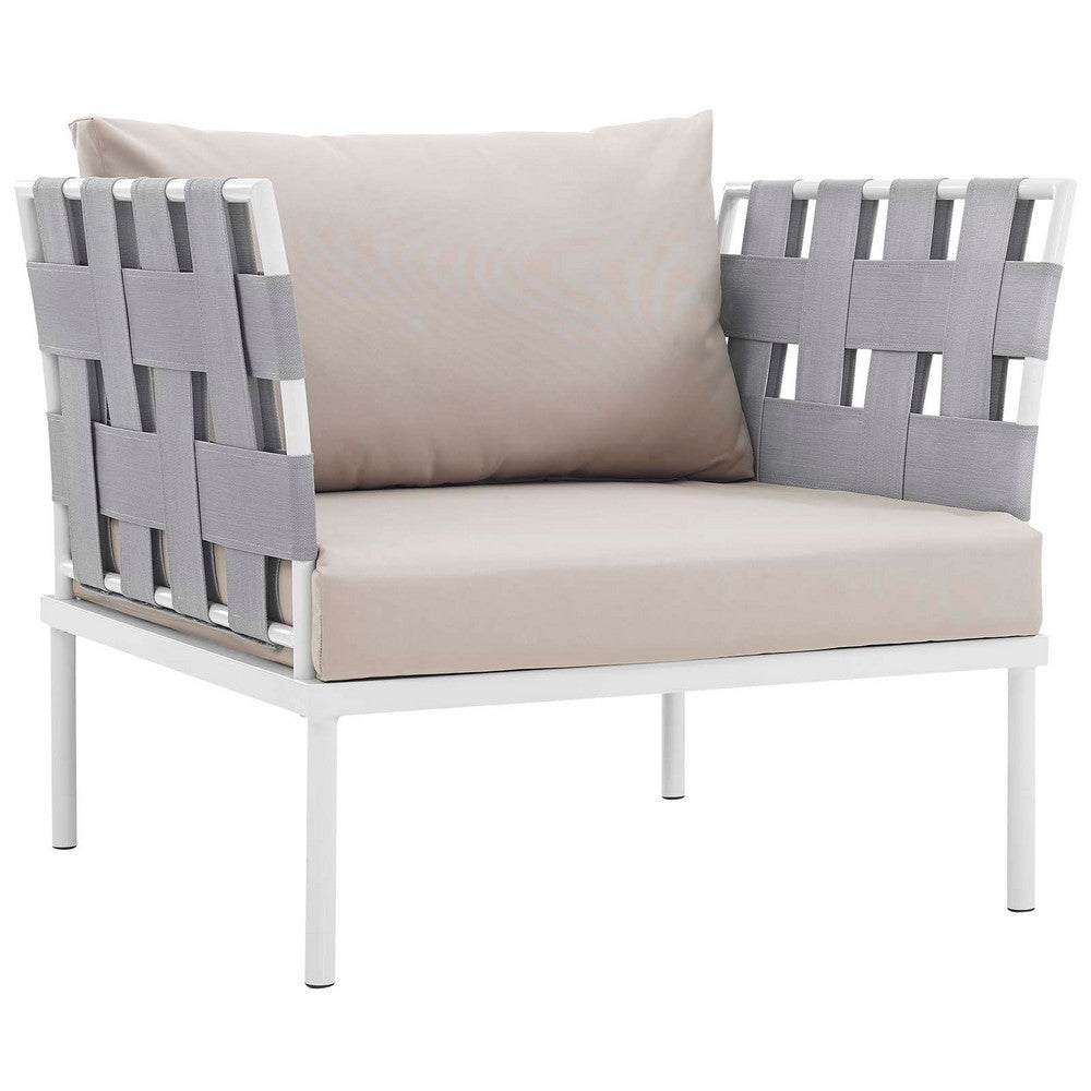 Harmony 3 Piece Outdoor Patio Aluminum Sectional Sofa Set by Modway| White Beige