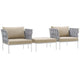 Harmony 3 Piece Outdoor Patio Aluminum Sectional Sofa Set by Modway| White Beige