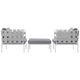 Modway Harmony 3 Piece Outdoor Patio Aluminum Sectional Sofa Set in White Gray MDY-EEI-2618-WHI-GRY-SET