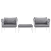 Modway Harmony 3 Piece Outdoor Patio Aluminum Sectional Sofa Set in White Gray MDY-EEI-2618-WHI-GRY-SET