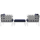 Harmony 3 Piece Outdoor Patio Aluminum Sectional Sofa Set by Modway| White Navy