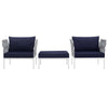 Harmony 3 Piece Outdoor Patio Aluminum Sectional Sofa Set by Modway| White Navy