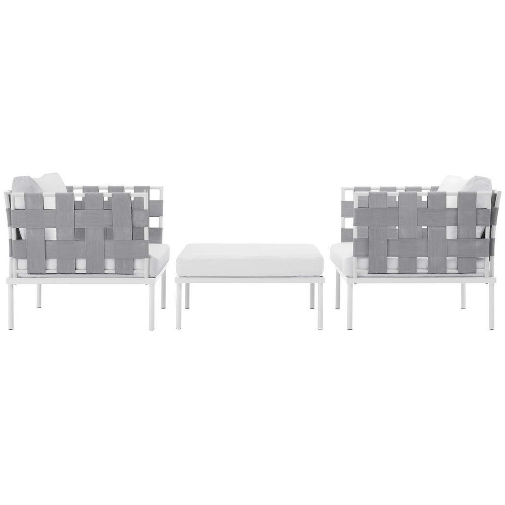 Harmony 3 Piece Outdoor Patio Aluminum Sectional Sofa Set by Modway| White White