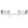 Harmony 3 Piece Outdoor Patio Aluminum Sectional Sofa Set by Modway| White White