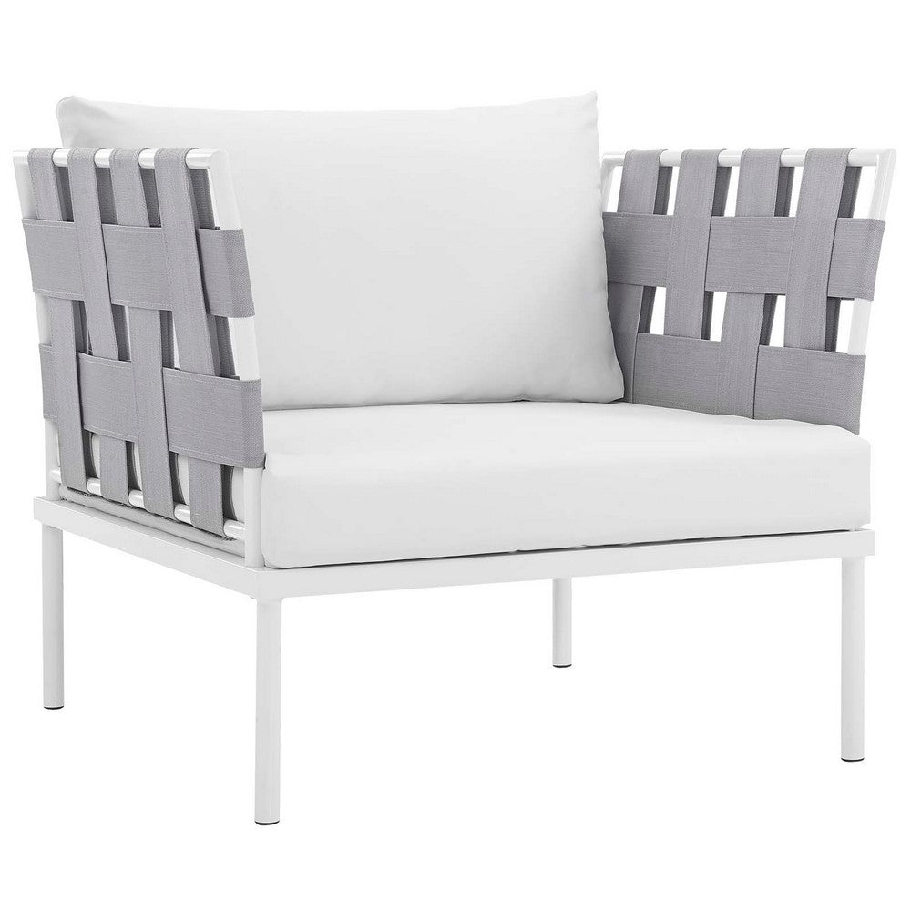 Harmony 3 Piece Outdoor Patio Aluminum Sectional Sofa Set by Modway| White White
