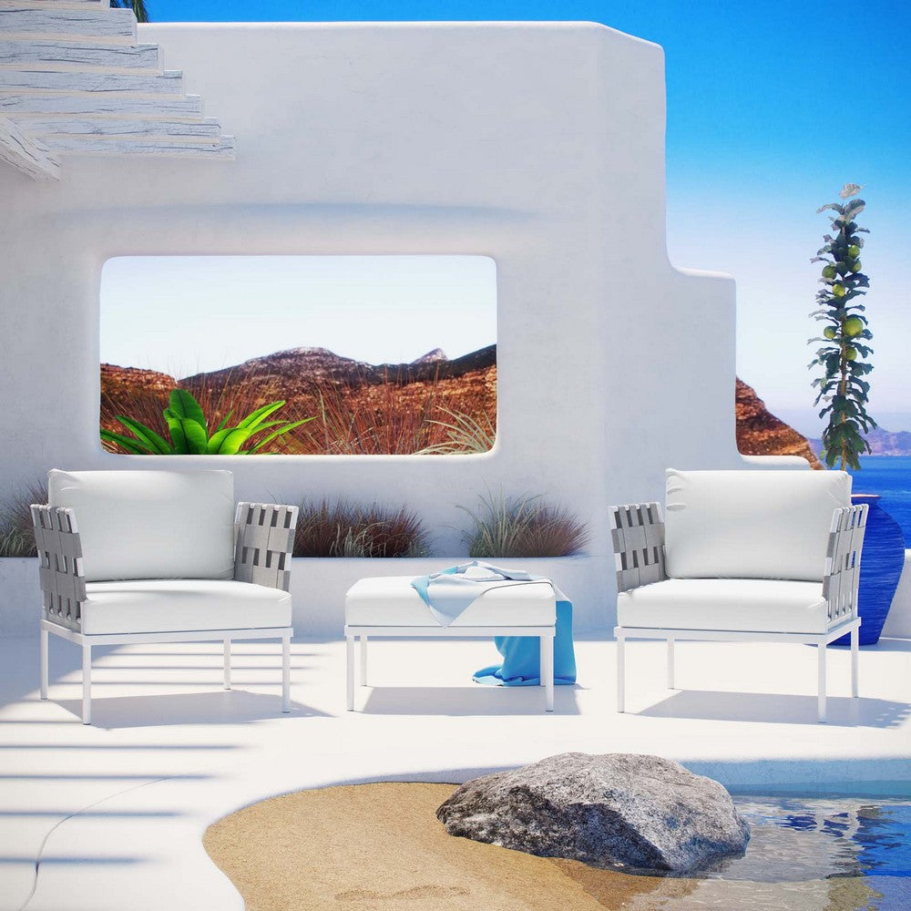 Harmony 3 Piece Outdoor Patio Aluminum Sectional Sofa Set by Modway| White White