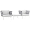 Harmony 3 Piece Outdoor Patio Aluminum Sectional Sofa Set by Modway| White White