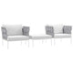 Harmony 3 Piece Outdoor Patio Aluminum Sectional Sofa Set by Modway| White White