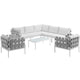 Harmony 8 Piece Outdoor Patio Aluminum Sectional Sofa Set by Modway| White White