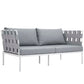 Modway Harmony Aluminum Outdoor Patio Furniture 5-Piece Sectional Sofa Set in White Gray MDY-EEI-2621-WHI-GRY-SET