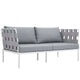Modway Harmony Aluminum Outdoor Patio Furniture 5-Piece Sectional Sofa Set in White Gray MDY-EEI-2621-WHI-GRY-SET