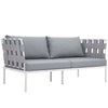 Modway Harmony Aluminum Outdoor Patio Furniture 5-Piece Sectional Sofa Set in White Gray MDY-EEI-2621-WHI-GRY-SET