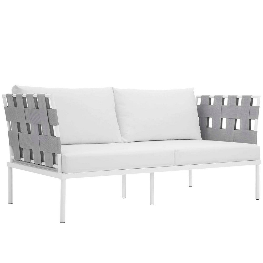 Harmony 5 Piece Outdoor Patio Aluminum Sectional Sofa Set by Modway| White White