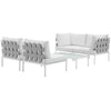 Modway Harmony 5-Piece Aluminum Outdoor Patio Furniture Sectional Sofa Set with Cushions in White White MDY-EEI-2622-WHI-WHI-SET