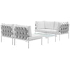 Harmony 5 Piece Outdoor Patio Aluminum Sectional Sofa Set by Modway| White White