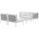 Harmony 5 Piece Outdoor Patio Aluminum Sectional Sofa Set by Modway| White White