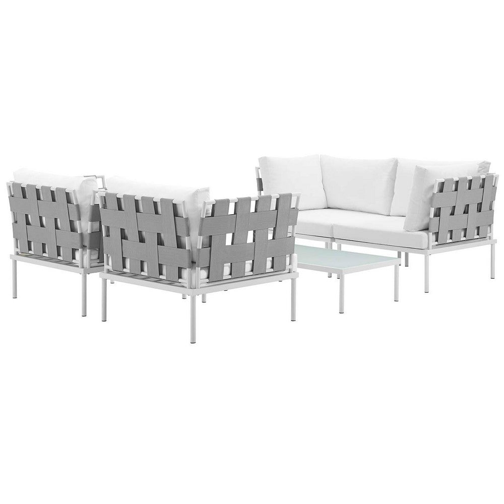 Harmony 5Piece Outdoor Patio Aluminum Sectional Sofa Set by Modway| White White