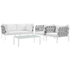Harmony 5Piece Outdoor Patio Aluminum Sectional Sofa Set by Modway| White White