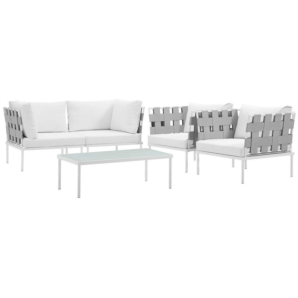 Harmony 5Piece Outdoor Patio Aluminum Sectional Sofa Set by Modway| White White