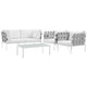 Harmony 5Piece Outdoor Patio Aluminum Sectional Sofa Set by Modway| White White