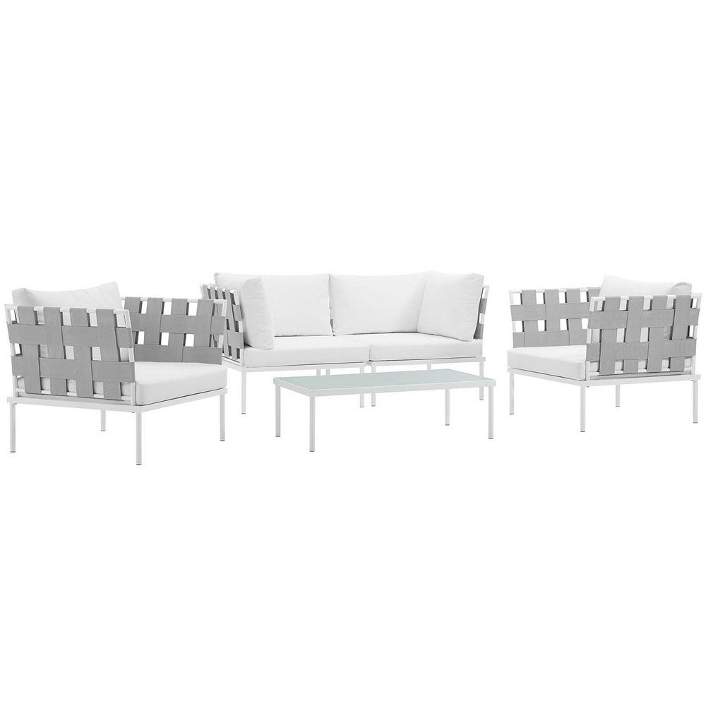 Harmony 5Piece Outdoor Patio Aluminum Sectional Sofa Set by Modway| White White
