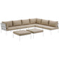 Modway Harmony Aluminum Outdoor Patio Furniture 8-Piece Sectional Sofa Set in White Beige MDY-EEI-2624-WHI-BEI-SET