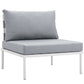 Modway Harmony Aluminum Outdoor Patio Furniture 8-Piece Sectional Sofa Set in White Gray MDY-EEI-2624-WHI-GRY-SET