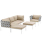 Modway Harmony Aluminum Outdoor Patio Furniture 6-Piece Sectional Sofa Set in White Beige