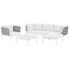 Harmony 6 Piece Outdoor Patio Aluminum Sectional Sofa Set by Modway| White White
