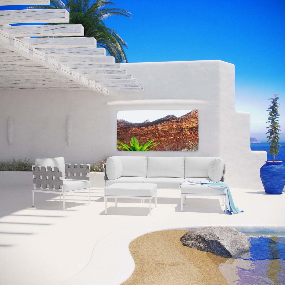 Harmony 6 Piece Outdoor Patio Aluminum Sectional Sofa Set by Modway| White White