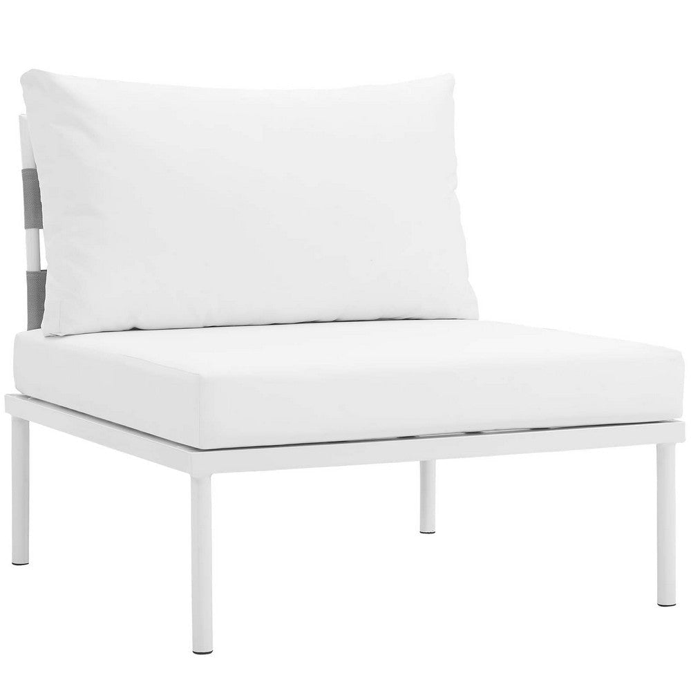 Modway Harmony 6-Piece Aluminum Outdoor Patio Furniture Sectional Sofa Set with Cushions in White White MDY-EEI-2627-WHI-WHI-SET